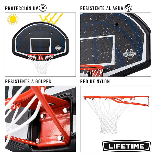 Aro de Basketball Lifetime Tablero Polietileno 112 x 72 cm 44″ Classic 4